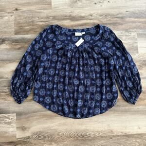 Maeve Shirt Womens 14 Blue Bosewell Blouse Floral Peasant Anthropologie NWT